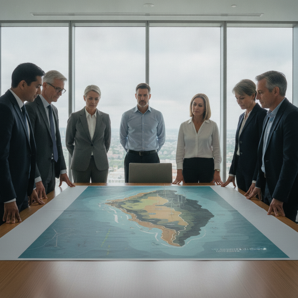 Leadership team reviewing climate governance and risk within an existing management meeting